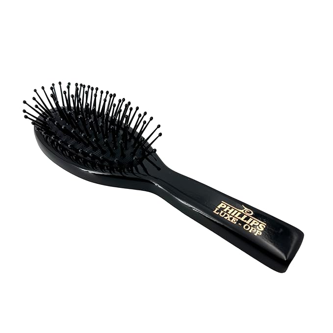Phillips Brush Luxe Oval Paddle Petite Sized Hair Brush, Sleek Black Color with Gold Accents – 7 inch Detangler Paddle Brush from the Luxe Series by Phillips Brush