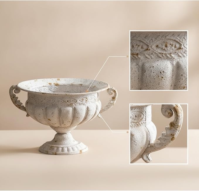 Qianly Urn Planter with Pedestal Antique-Style Urn with Handles Decorative Vessel for Tabletop