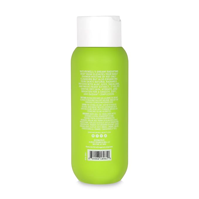 NATURE WELL Dreamy Radiating & Cleansing Body Wash, Infused With Aloe Juice, Squalane, White Peony Extract, Scented With Sweet Mandarin, Bergamot, Vanilla Orchid & Pink Sugar, 13 Fl Oz