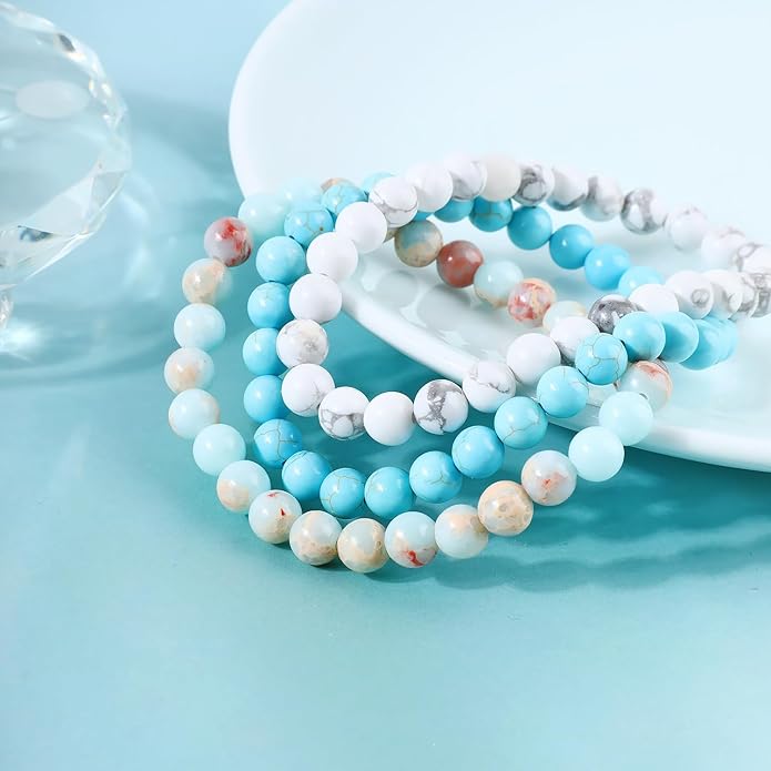 NCB 2.3-Piece 4mm Natural Crystal Gemstone Stretch Bracelets – Handmade Reiki Energy Healing Jewelry for Meditation,Yoga, Unisex