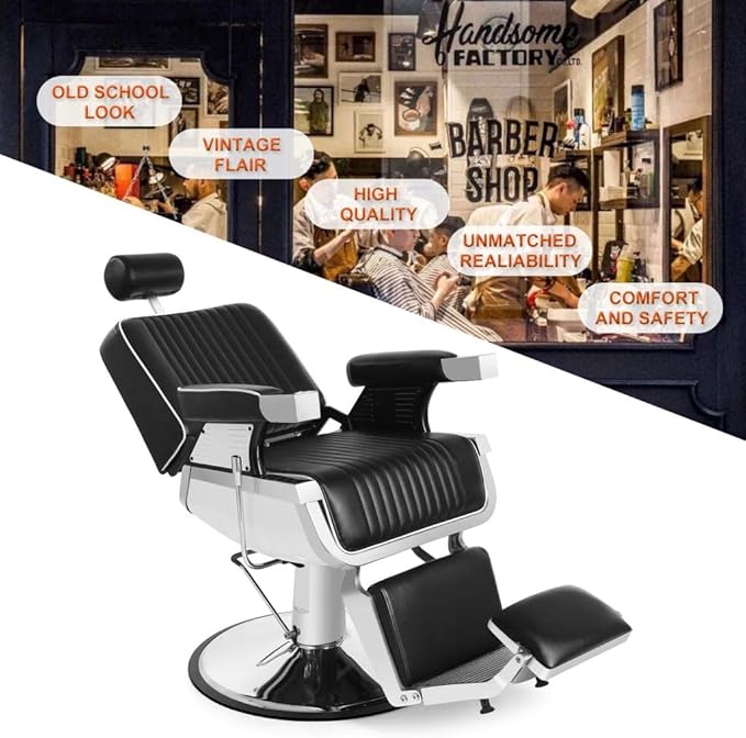 Artist hand Barber Chair Barbershop Chairs Hydraulic Recline Barber Chairs Salon Chair for Hair Stylist Tattoo Chair Barber Salon Equipment(Black1)