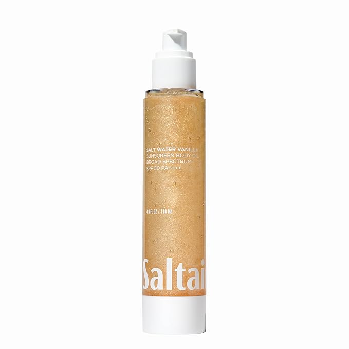 Saltair SPF Body Oil - Broad Spectrum SPF 50 PA++++ Sunscreen. Lightweight Dry Oil with Sun Protection and Moisturizing Kukui & Mongongo Extracts. Salt Water Vanilla Scent, 4floz Vacation Essential