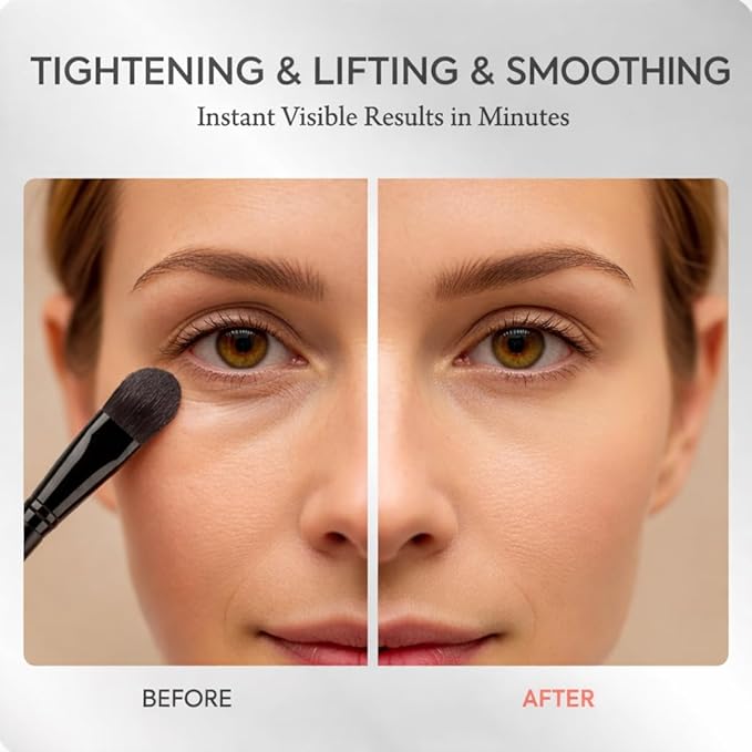 Instant Firm Temporary Eye Tightener: Advanced Tightening & Lifting Cream With Brush For Eye Bags, Wrinkles, Puffiness, Fine Lines – Lightweight, Easy Wear Formula, Gentle For All Skin Types. 1 Oz