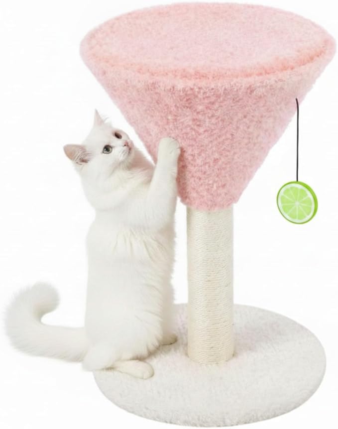 Sosation Pink Martini Cat Scratcher 19.7 H Cat Scratching Post Scratcher with Dangling Ball for Indoor Cats Scratching Post for Kittens and Medium Large Cats