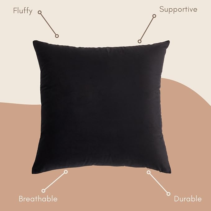 Solid Color Velvet Throw Pillow with Insert Included (Black, 14"x24"), Decorative Pillow for Sofa, Couch, Bed, Chair Cushion