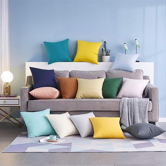 Thmyo 4-Pack 100% Cotton Comfortable Solid Decorative Throw Pillow Case Square Cushion Cover Pillowcase Sublimation Blank Pillow Covers DIY Throw Pillowcase for Couch Sofa(16x16 inch/ 40x40cm,Khaki)