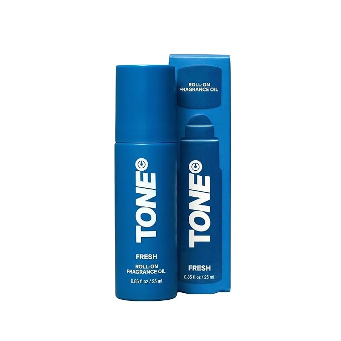 TONE Roll-on Fragrance Oil for Men, Fresh, Fragrance Oil with Notes of Amber, Bergamot, and Jasmine, 0.85 fl oz