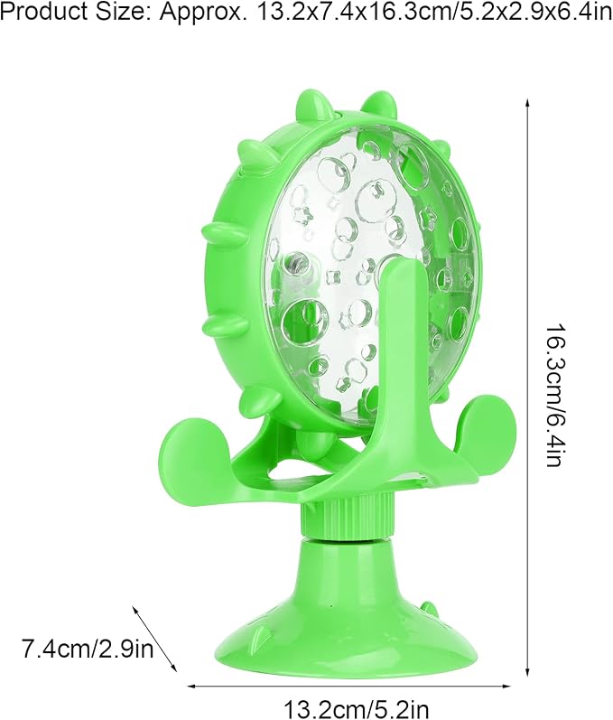 Cat Food Leakage Toy, Windmill Treat Dispensing Cat Puzzle for Indoor Cats, Interactive Slow Feeder with Suction Cup for Kitten Snacks, Mental Enrichment & Fun Play