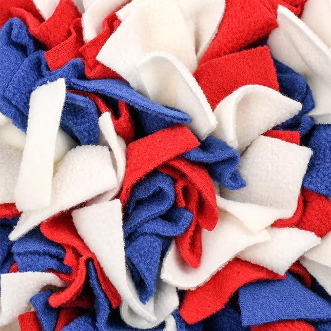 Vedem Small Animal Snuffle Mat Fleece Foraging Mats Interactive Feeding Toy Rabbit Guinea Pig Rat Hamster Anti Slip Treat Dispenser (Blue/Red/White)