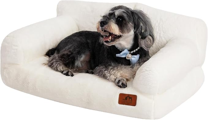 Hollypet Small Dog Large Cat Bed Puppy Couch Beds for Pets up to 25 lbs | Fluffy Dog Cat Couch Plush Soft Warming Pets Beds with Machine Washable Cover and Non-Slip Bottom