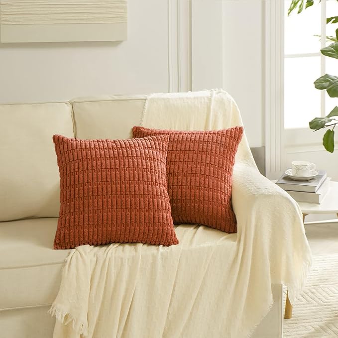 Fancy Homi 4 Packs Decorative Throw Pillow Covers for Living Room Couch Bed, Modern Farmhouse Boho Home Décor Accent Cushion Case, 26" x 26", Burnt Orange