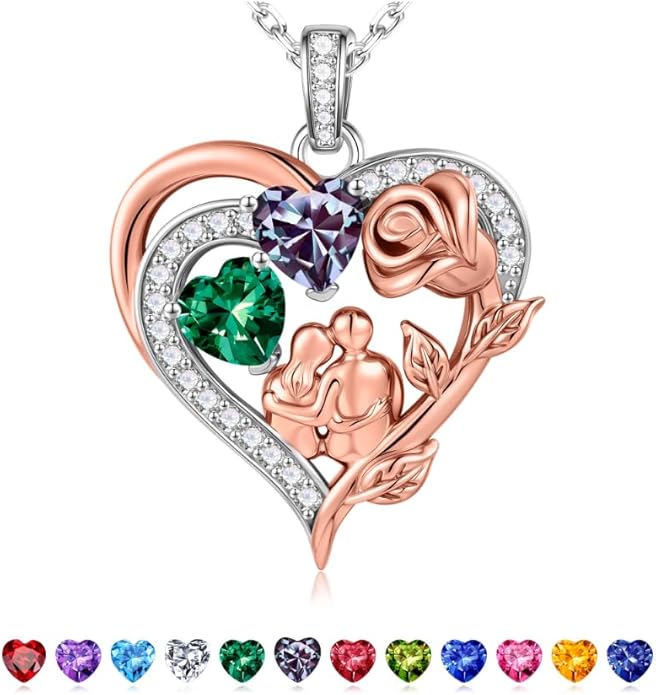 Iefil Valentines Day Gifts for Her - 925 Sterling Silver Birthstone Necklace for Women, Anniversary Birthday Gifts for Wife Girlfriend Mom