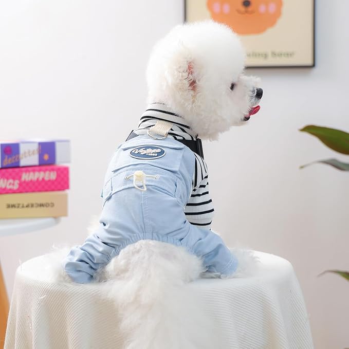 Dog Stylish Overalls Comfortable One Piece Puppy Outfits Summer Bib Overalls for Small Dogs Cute Pet Jumpsuit Onesie Chihuahua Yorkies Birthday Holiday Clothes Costume