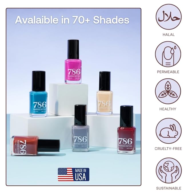 786 Cosmetics Breathable Nail Polish - Vegan, Cruelty-Free, Healthy, Halal, Fast-Drying (Seville)