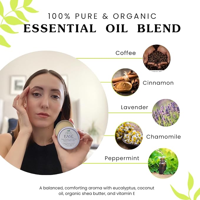 Isabella's Clearly Ease – Calming Aromatherapy Balm for Head Comfort | Coffee, Cinnamon, Chamomile & Peppermint Essential Oils | Non-Drowsy, Vegan, Made in USA
