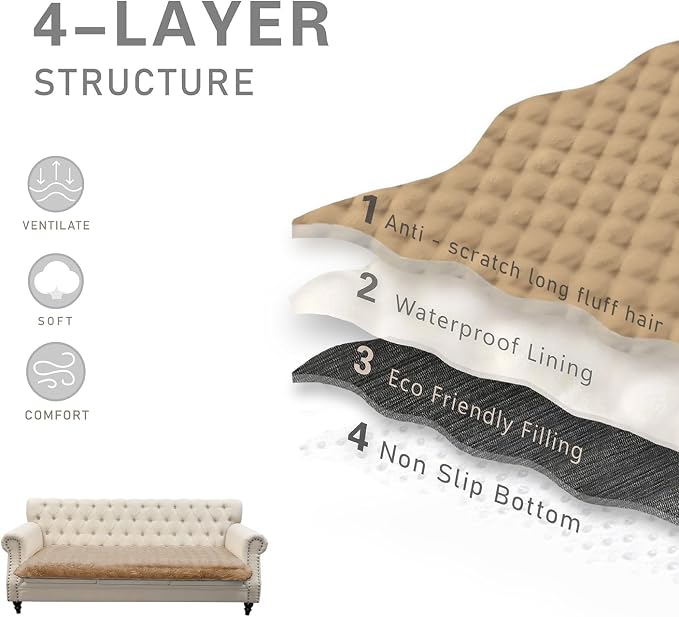 Dogs/Cats Bed Mats, Dog Pad Washable Removable Couch Cover with Anti-Slip Back, Plush Long Fur Mat, Perfect for Small, Medium and Large Dogs.(Light Brown-Bubble, 30"x53")
