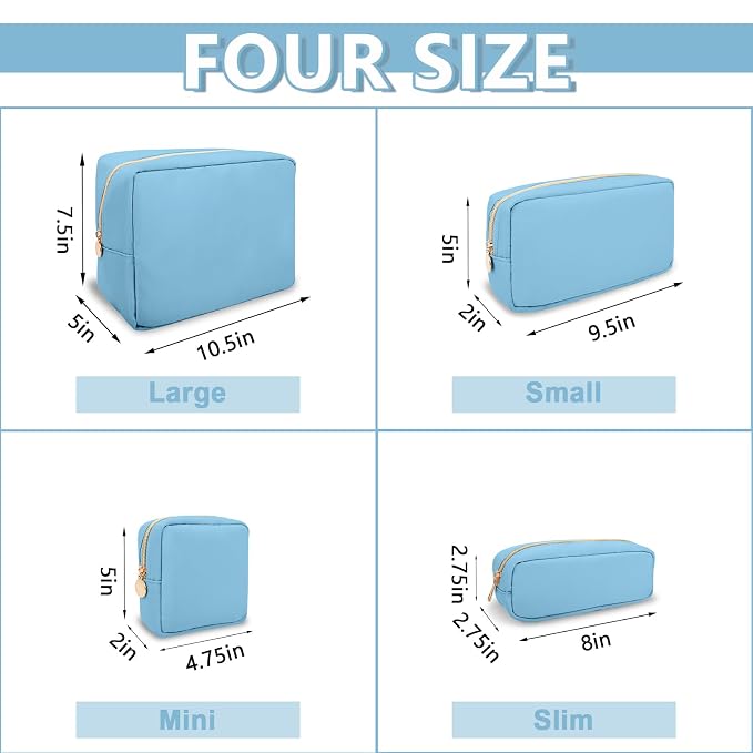 UIXIZQ Small Makeup Pouch for Purse, Nylon Travel Toiletry Storage Pouch Cute Preppy Cosmetic Bag for Women Girls, Waterproof Makeup Organizer Skincare Bag Purse with Zipper (Small-Periwinkle)