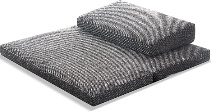 Portable Foldable Meditation Cushion Mat Set with Washable Cotton Linen Cover, Larger Yoga Mat Bolster Floor Pillows Seating for Adults Meditation Accessories grey-80CM, Gray