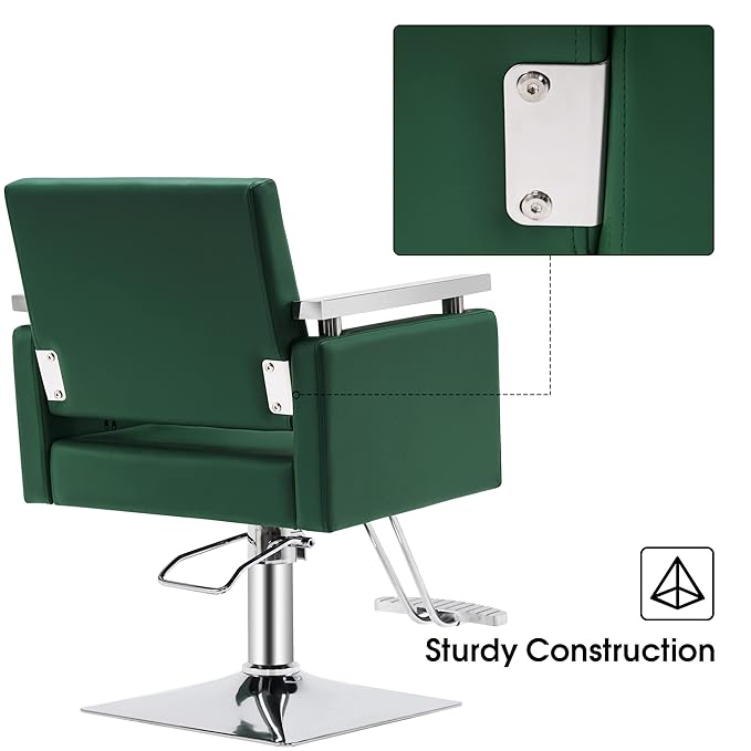 BarberPub Classic Hydraulic Barber Chair Styling Salon Chair for Hair Stylist Beauty Spa Equipment 8808 (Green)