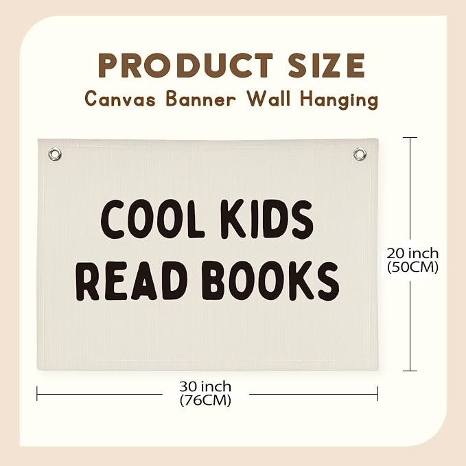 Reading Corner Decor for Classroom,Cool Kids Read Books Canvas Banner,Read Sign Wall Hanging Banner Flag Decor for Reading Nook,Classroom Decor Kid Room Decor Read Corner Flag Banner 30x20 Inch