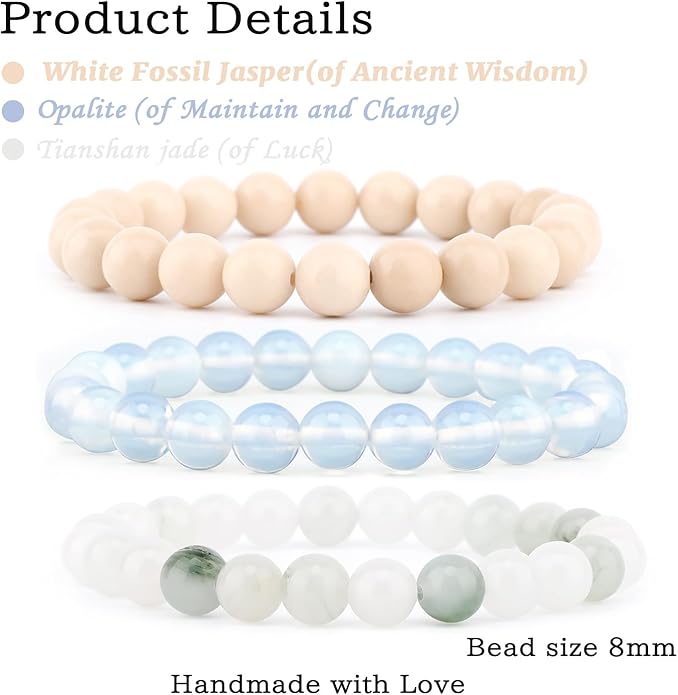 NCB 2.3-Piece 4mm Natural Crystal Gemstone Stretch Bracelets – Handmade Reiki Energy Healing Jewelry for Meditation,Yoga, Unisex