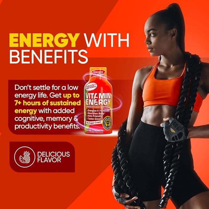 Vitamin Energy Immune+ Extra Strength Energy Shot Fruit Punch 24 Pack, 260mg Natural Caffeine, B-Vitamins, Citicoline, Green Tea, Immunity & Focus Support, Zero Sugar, Gluten-Free 1.93 fl oz