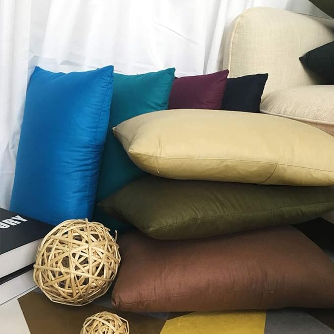 Thmyo 4-Pack 100% Cotton Lumbar Comfortable Solid Decorative Throw Pillow Case Rectangle Cushion Cover Pillowcase Sublimation Blank Pillow Covers DIY Throw Pillowcase(12x20inch/30x50cm, Khaki)