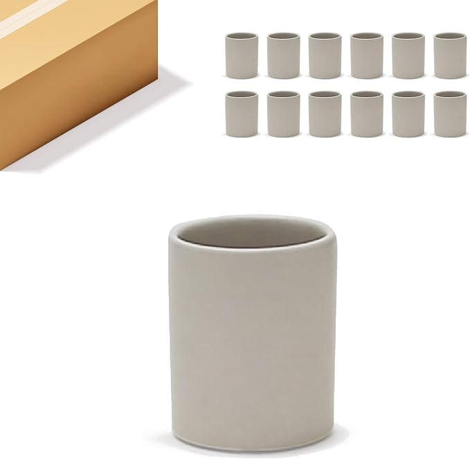 WGV Ceramic Cylinder Vase Bulk Width 4" Height 6" Elegant Unique Modern Matte Floral Container Planter Pot Centerpiece for Event Party Wedding Office Home Decor, Smooth White 12 Pieces