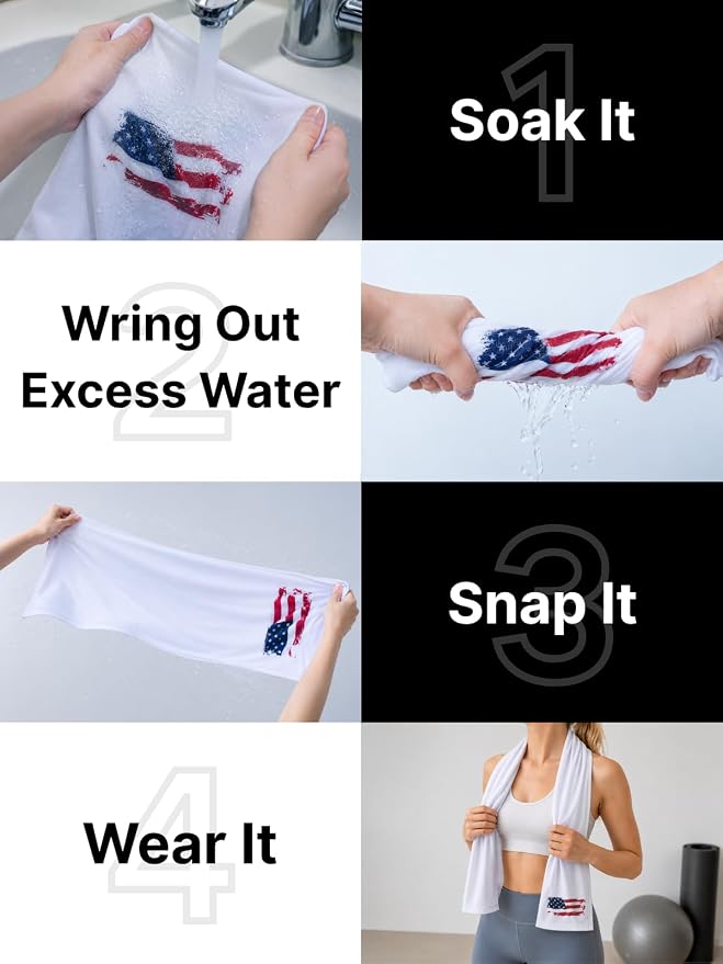 Cooling Towels for Neck and Face, 2-Pack Sports Cooling Towels for Hot Weather, World Cup 2026 USA, Microfiber Cooling Towel Instant Cool Ultra Soft Lightweight for Baseball Soccer Gym Yoga Golf