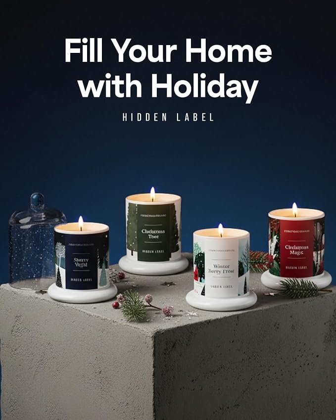 Hidden Label Starry Night Candle, 10oz Bell Jar, 60H Soy Wax | Lavender Amber Aromatherapy | Non Toxic Formula | Holiday Centerpiece Gift | Calming Sky Scent