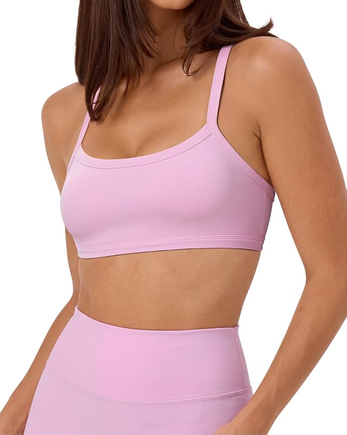 SUUKSESS Women Padded Workout Sets Adjustable Straps Sports Bra Tummy Control Biker Shorts
