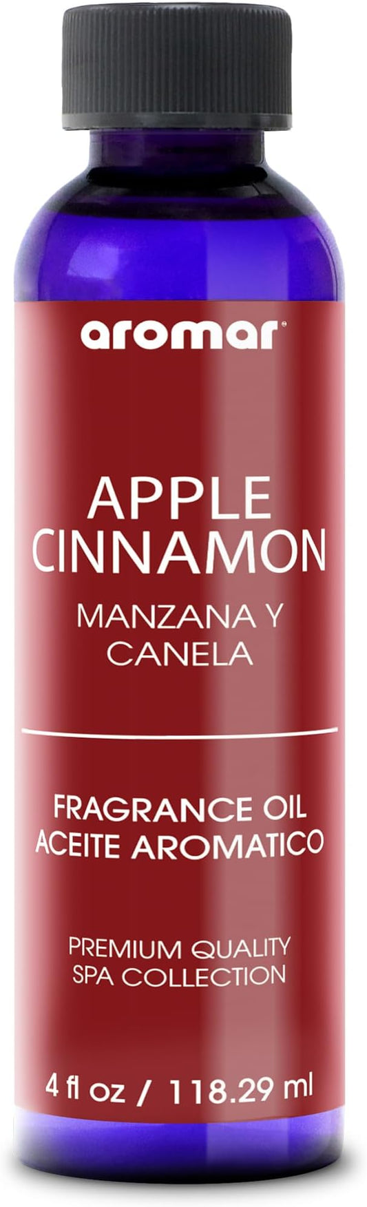 AROMAR Premium Fragrance Oil, Long-Lasting, Refreshing Uplifting Aroma for Aromatherapy, Relaxation & Household Uses, Apple Cinnamon 4 oz.