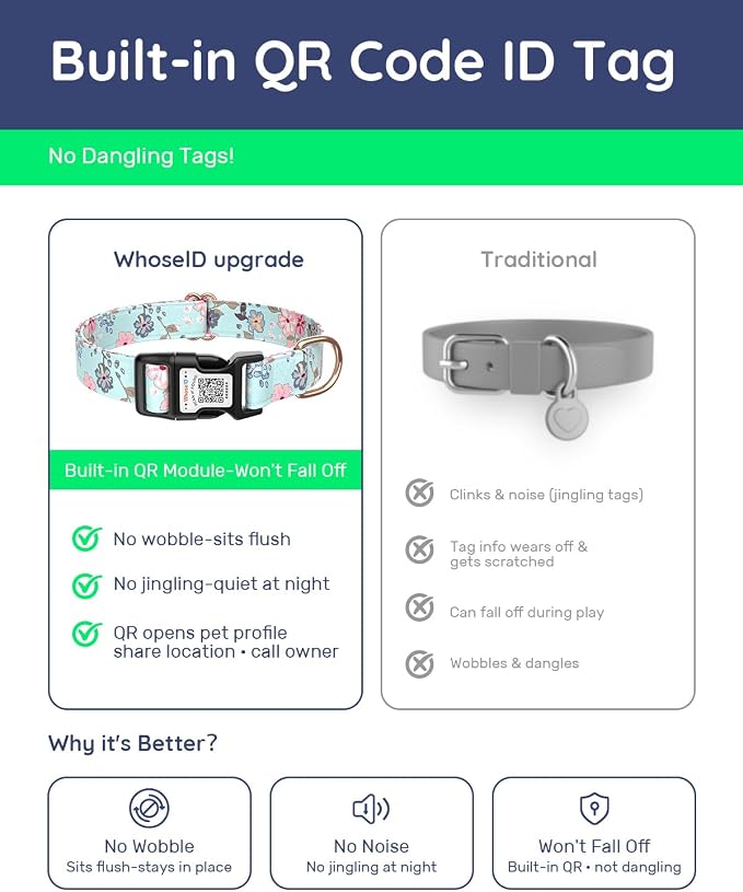 Dog Collar for Large Dogs with Smart QR Tags