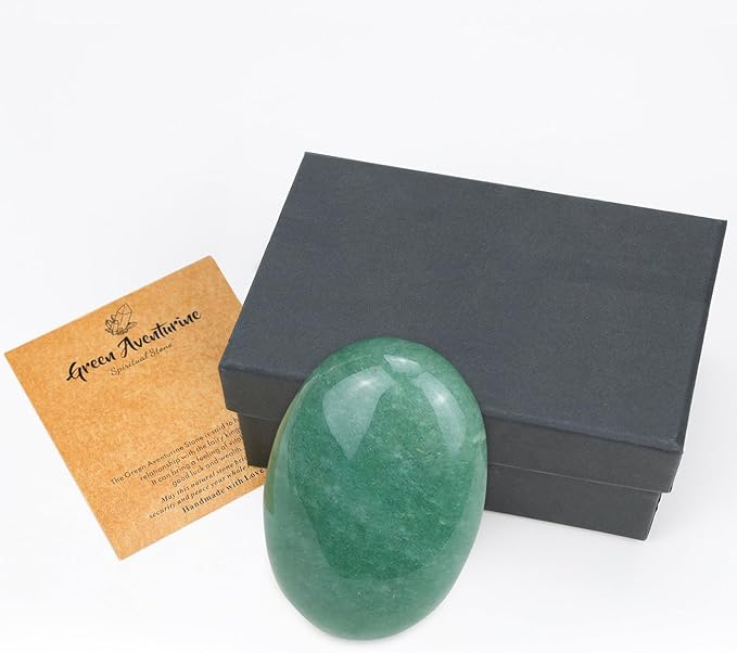 MAIBAOTA 2.4" Large Green Aventurine Crystal Stone Polished Palm Stone Healing Crystals 0.7" Thick Natural Reiki Gemstone Worry Stone Energy Balancing Anxiety Stress Relief Meditation 1 Pc