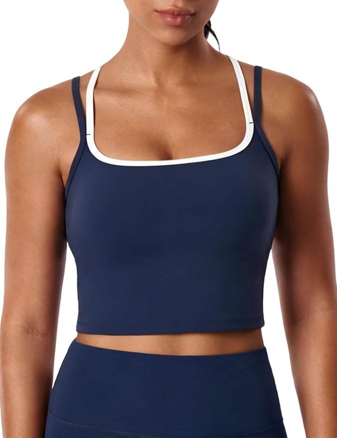 K-Swiss Tank Tops for Women - Color Block Double Lined with Built in Bra Yoga Running Gym
