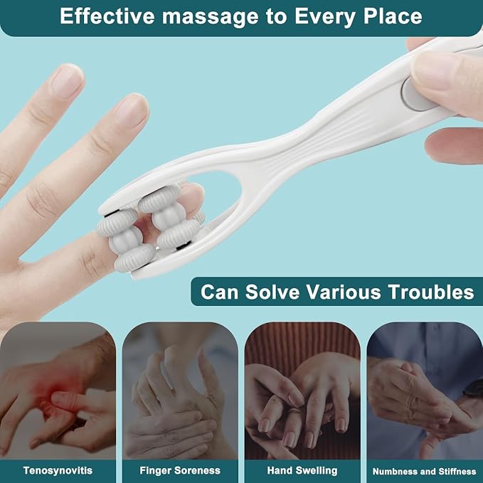 2pcs Finger Massager for Arthritis Finger Arthritis Pain Relief Manual Massage Tools Hand Massage Roller Thumb Massager for Woman Mothers Day Gift Palm Foot Acupressure Tool (White)