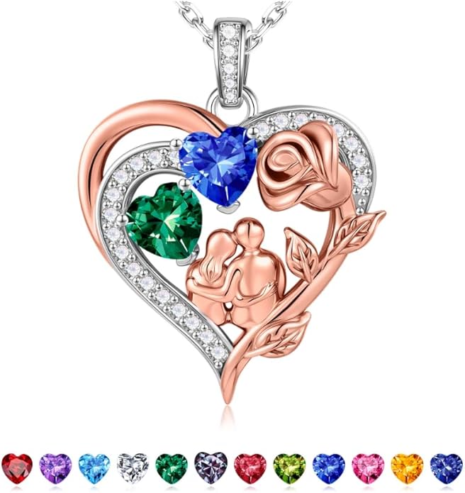 Iefil Valentines Day Gifts for Her - 925 Sterling Silver Birthstone Necklace for Women, Anniversary Birthday Gifts for Wife Girlfriend Mom