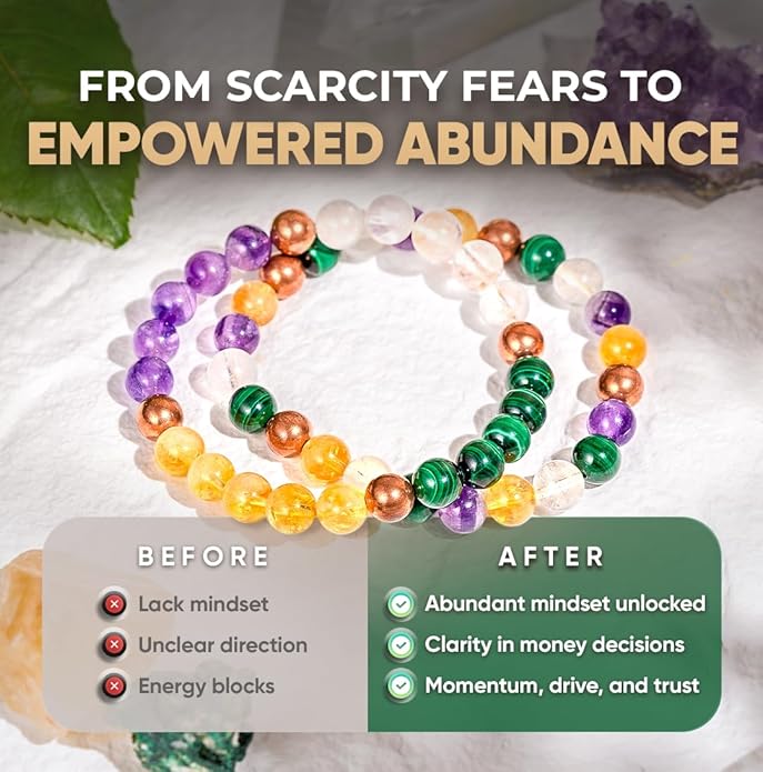Conscious Items Wealth & Manifestation Bracelet for Women & Men, Prosperity Bracelet with Money Crystals & Natural Stone for Abundance, Goal Attraction, & Positive Intentions