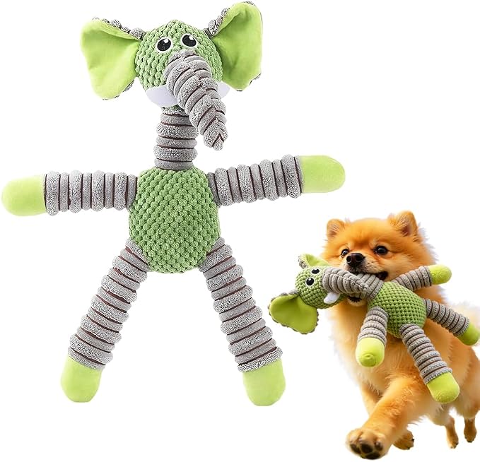 2026 New Dog Toys, Indestructible Plush Dog Toy for Aggressive Chewers, Interactive Squeaky Soft Puppy Chew Toy, Durable Teething Toys for Small Medium Large Dogs (Gray Green)