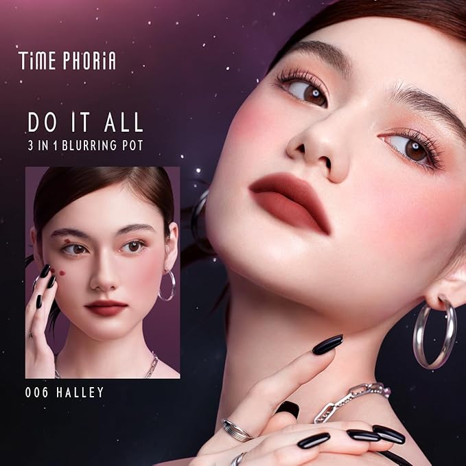 ORBITA LIP AND CHEEK BLURRING POT | Lip & Cheek Tint with Soft Velvety Mud Texture, Blur Matte Finish Lipstick, Featherlight, Multi-Use Makeup, Buildable Color, Long-Wearing (009 Cosmic)
