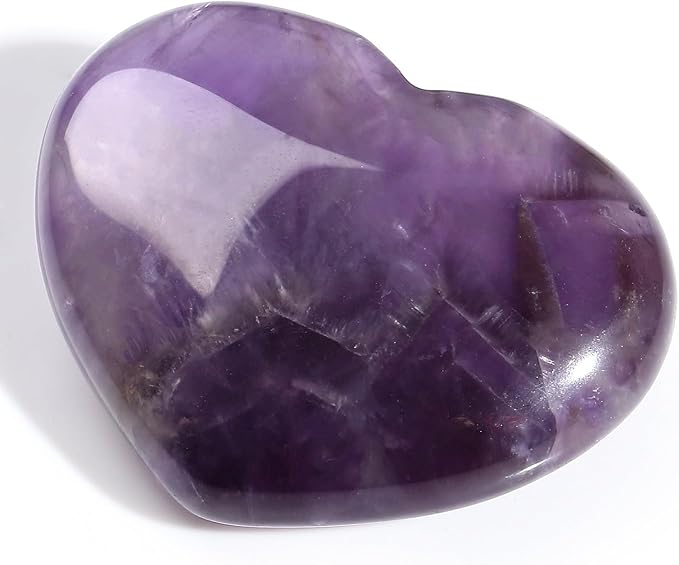 MAIBAOTA 45 mm Amethyst Crystal Rock Large Heart Stone Healing Crystals Gifts for Women Natural Reiki Gemstone Polished Heart Shaped Rocks Meditation