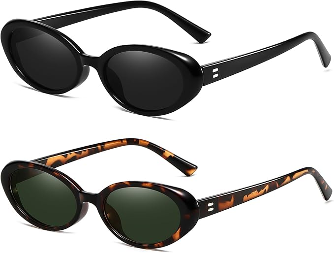 Breaksun Retro Oval Sunglasses for Women Men Fashion Small Oval Sunglasses 90s Vintage Shades
