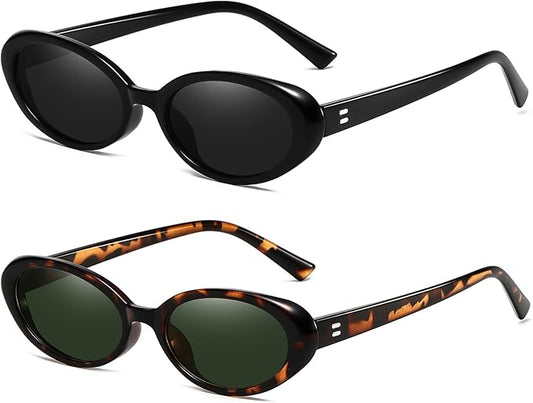 Breaksun Retro Oval Sunglasses for Women Men Fashion Small Oval Sunglasses 90s Vintage Shades