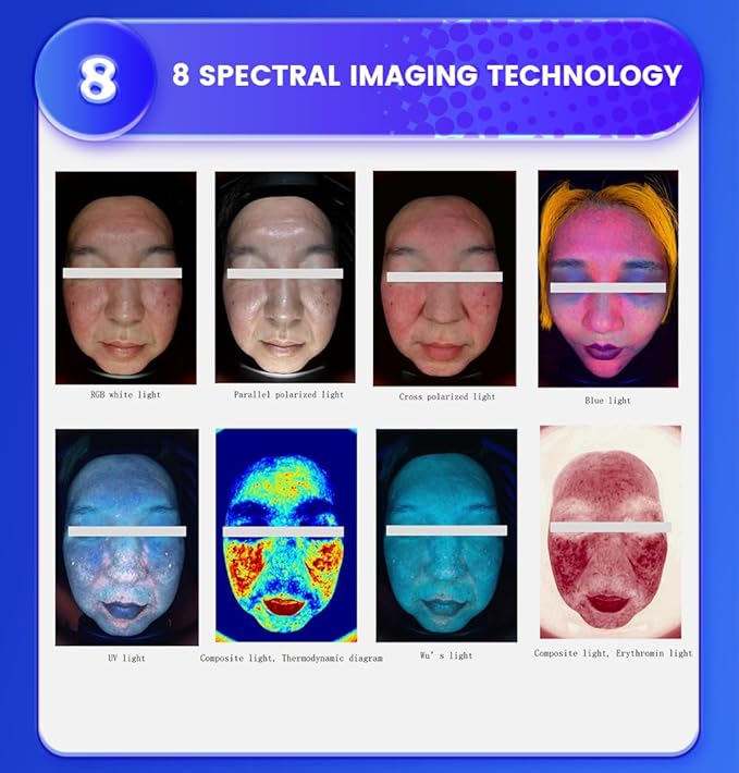 Professional AI Facial Skin Analysis Machine with 8 Spectrum Imaging Technology with AI-Powered Quantitative Results for SPA And Salon