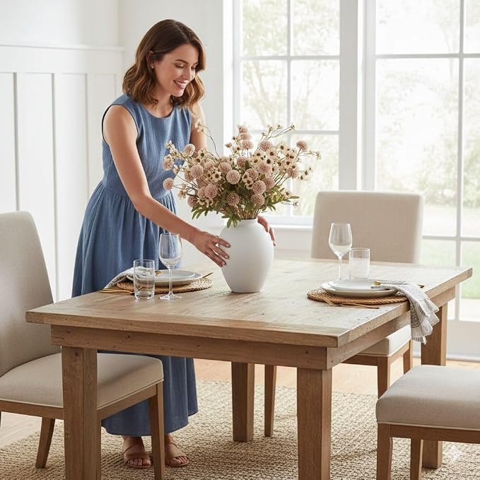 SilkSerenade Ella White Matte Flower Vase for Bedroom Kitchen Living Room Table, Contemporary Farmhouse Decorative Arlo Flowers Iron Vases, Rustic Tall Earthy Wabi Sabi Modern Centerpieces Home Decor
