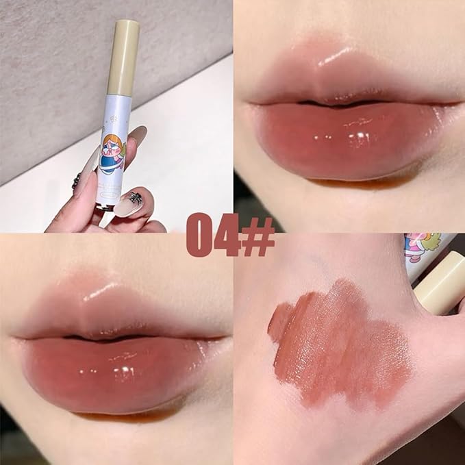 6Pcs Hydrating Lip Gloss Set, High Shine Glass Finish Korean Lip Glaze, Glowy Tint | Lip-Plumping, Naturally Moisturizing, Lightweight, Glow-Boosting Water Mirror Liquid Lipstick,Natural Makeup