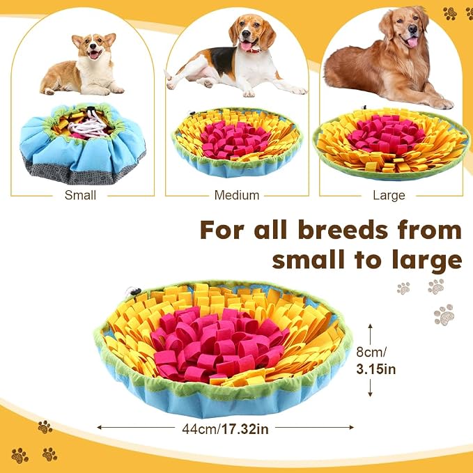 JIANWEI Pet Snuffle Mat for Dogs, Dog Digging Toys, Dog Treat Dispenser Indoor Outdoor Stress Relief, Interactive Dog Toy for Dogs Slow Eating and Mental Stimulation(Colorful)