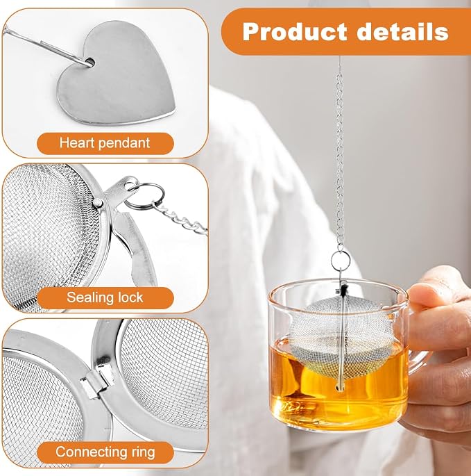 2 Pack Tea Infuser for Loose Leaf-Tea, Stainless-Steel Loose-Leaf Tea Steeper with Tea-Scoop Clip, Tea-Strainer Ball, Extra Fine Mesh, Rustproof, Easy to Clean