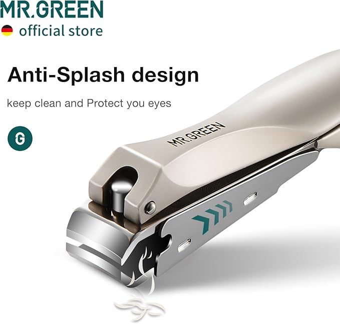 MR.GREEN Nail Clippers Stainless Steel Anti Splash Fingernail Cutter Manicure Tools Bionics Design Pedicure Scissor Nail Trimmer (Nail Clipper (Large)+Nail File)