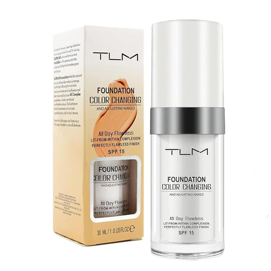 New TLM Flawless Colour Changing Warm Skin Tone Foundation, Naturally Blends Moisturizing foundation makeup, Long Lasting Waterproof Lightweight Liquid Foundation SPF 15 for Face Makeup